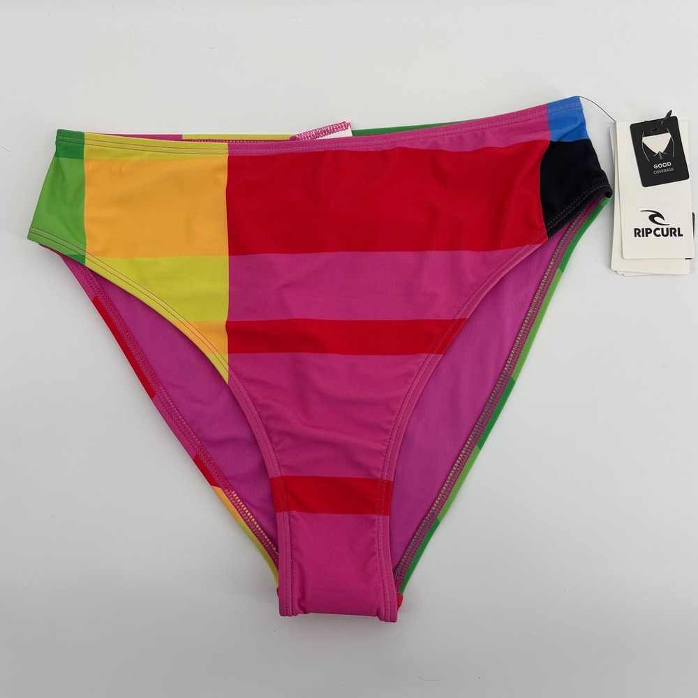 Rip Curl Womens Medium Remix High Waist Bikini Bottoms Multicolor Colorblock